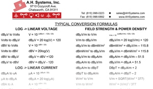 RF Conversion Formulas